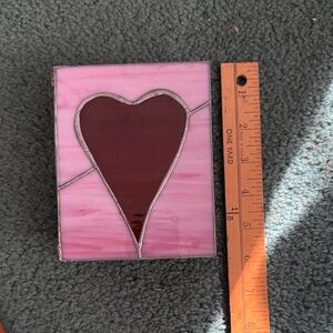 Pink and Brown Stained Glass Heart Box